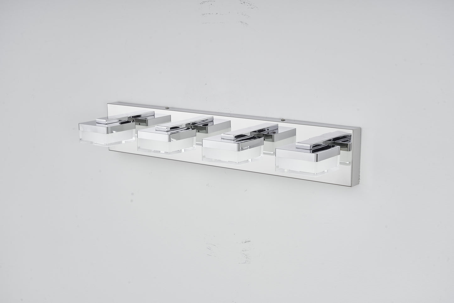 Modern Chrome LED Vanity Light, 4-Lights Wall Sconce for Bathroom and Mirror, Sleek Minimalist Design, Energy-Efficient, Easy to Install