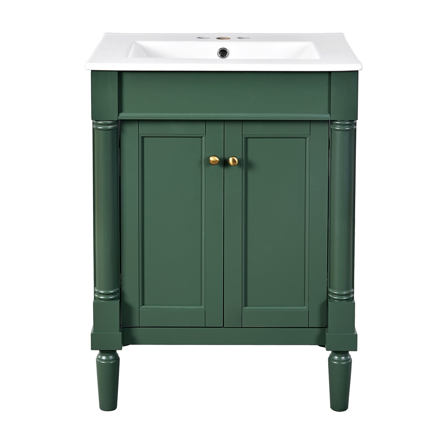 24'' Bathroom Vanity with Top Sink, 2-Tier Modern Bathroom Storage Cabinet, Single Sink Bathroom Vanity, Large Storage Shelves