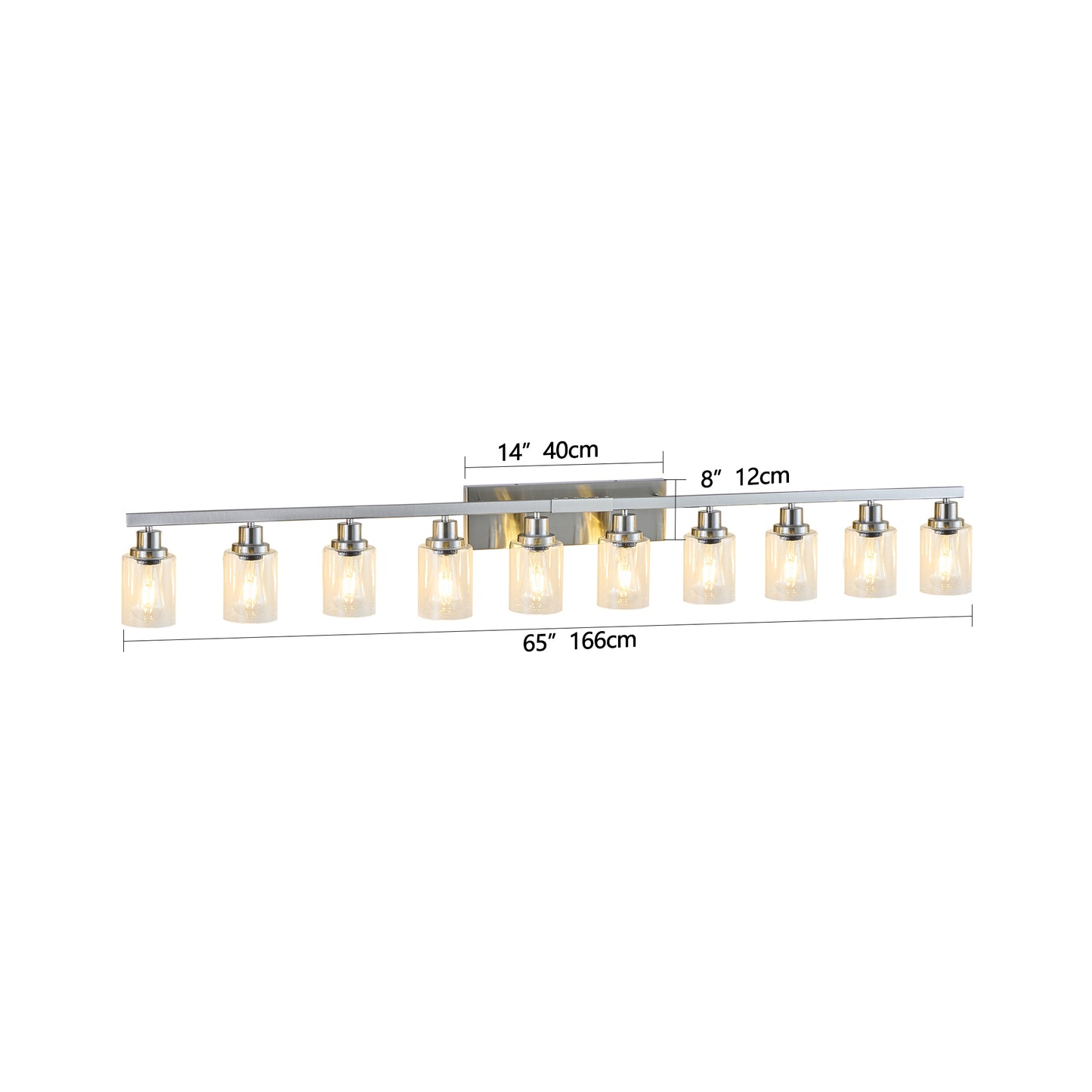 10 Light Bathroom Light Fixtures, Bathroom Vanity Light with Clear Glass, Brushed Nickel Bathroom Lighting Fixtures over Mirror, Large Vanity Lights for Bathroom, Vanity Lights for Mirror, Wall Sconce