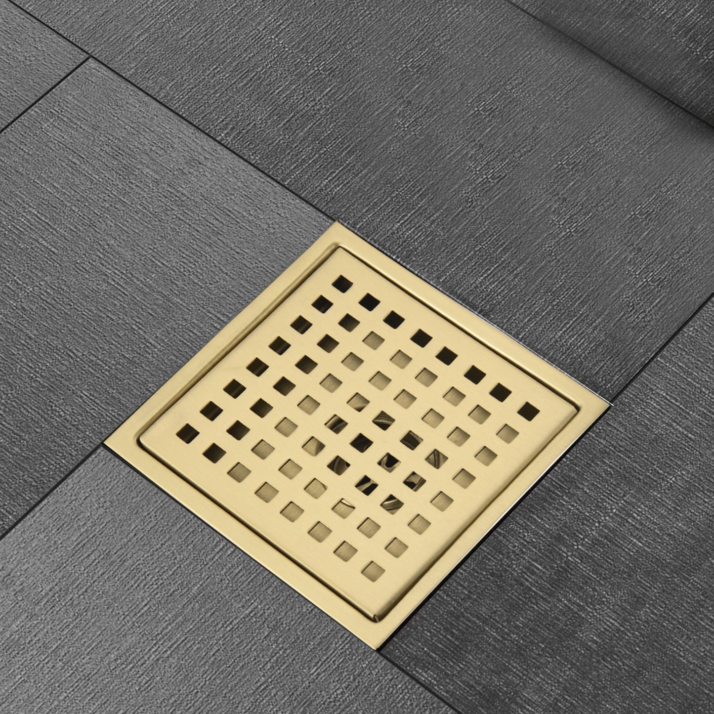 6 Inch Square Shower Floor Drain Square Shower Floor Drain with Flange,Pattern Grate Removable,Food-Grade SUS 304 Stainless Steel