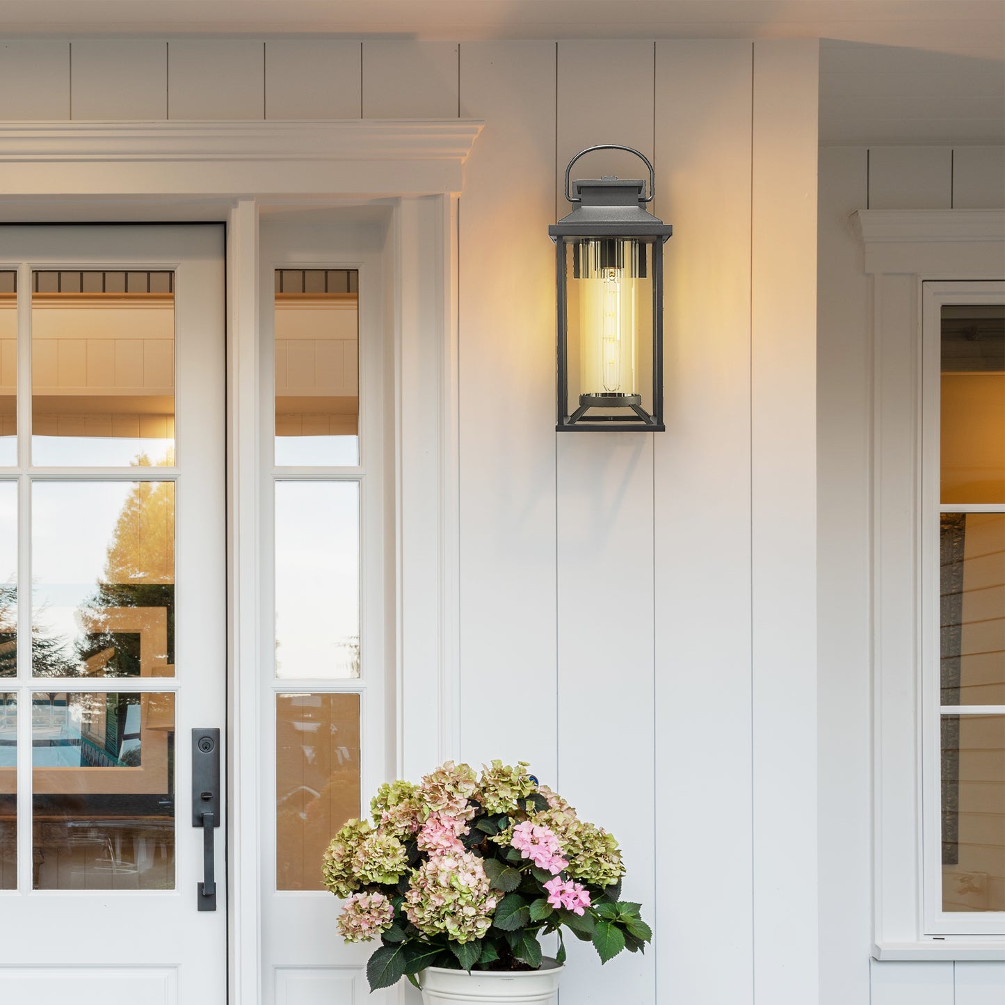 Outdoor Porch Lights, Textured Black Exterior Lighting Fixtures Wall Mount, Modern Outdoor Wall Sconce Lantern for House, Front Porch, Anti-Rust Waterproof Outdoor Garage Lights for Coach (1 pack)