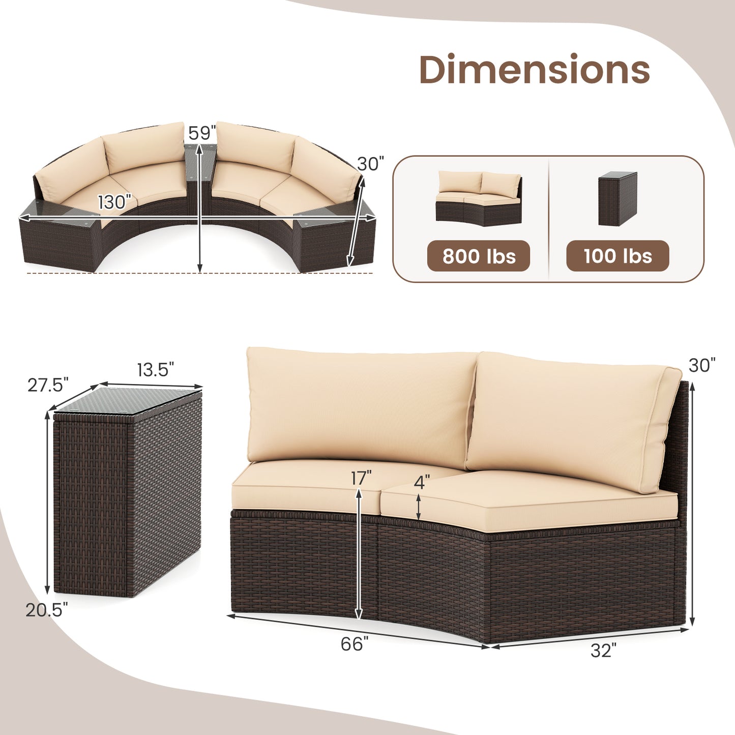 5 Pieces Patio Furniture Set