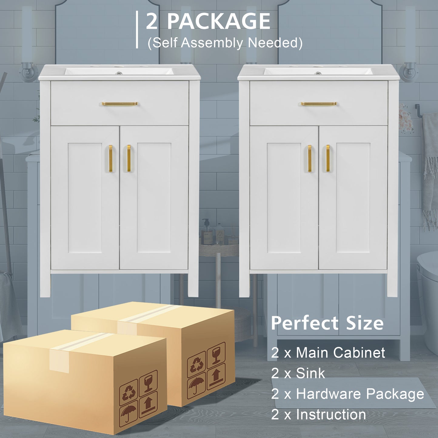 Modern 48-Inch Bathroom Vanity with Ceramic Sink, Soft-Close Doors, Flip Drawer, Double-Layer Door Shelves, Elegant Storage Solution