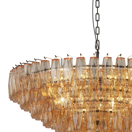 Modern Round Chandelier, 37" Extra Large Black Chandeliers for Dining Room, 14-Light with Tiered Smoke Glass Tubes Ceiling Light, Pendant Lighting Fixture for Living Room Bedroom Kitchen Island