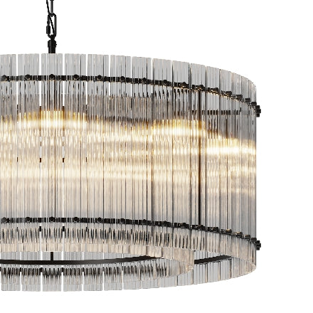 37" Modern Black Round Chandelier,2-Tier 8-Light Water Ripple Crystal Glass Chandeliers,for Dining Room,Living Room,Bedroom,High Ceiling,Foyer Entryway,Luxury Chandelier