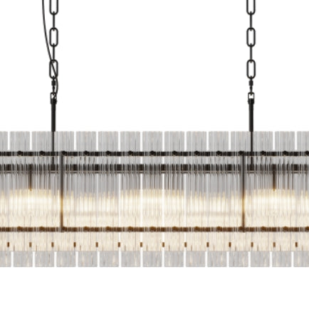Modern Rectangular Crystal Glass Chandelier, 10-Lights Black Chandelier Lighting Contemporary Pendant Ceiling Light Fixture for Dining Room Living Room Kitchen Island