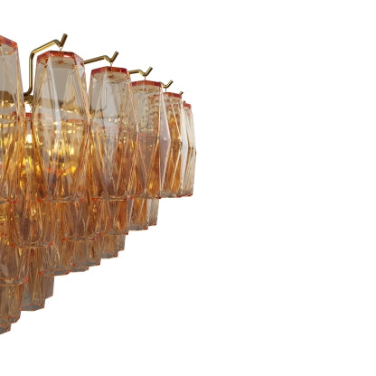 37" Extra Large Chandelier, 14-Light Gold Modern Round Chandelier for Living Room, Tiered Smoke Blown Glass Brass Chandeliers, Hanging Light Fixture for Bedroom, Dining Room, Foyer, Entryway