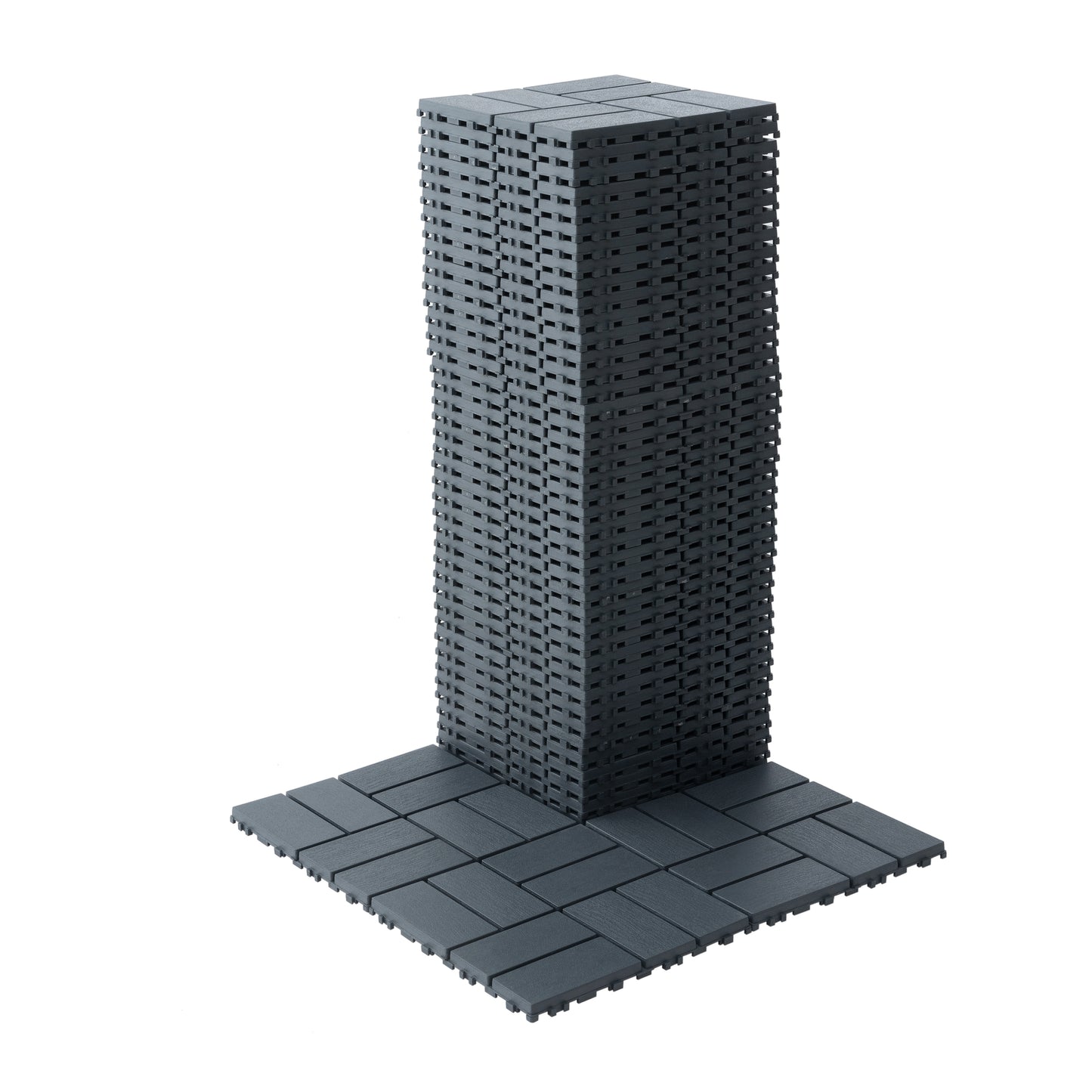 Plastic Interlocking Deck Tiles,44 Pack Patio Deck Tiles,12"x12" Square Waterproof Outdoor All Weather Use, Patio Decking Tiles for Poolside Balcony Backyard, Grey