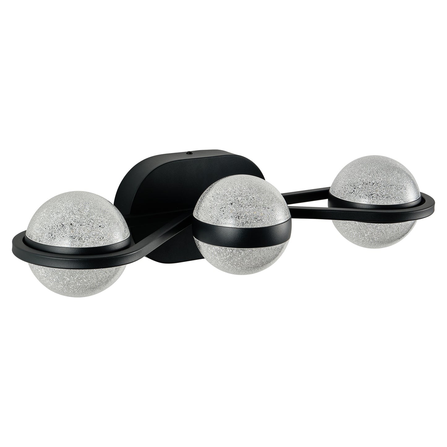 Bathroom Vanity Light, LED 3 Bulb Crystal Sand Acrylic Shades, Wall Mounted Decorative Lighting Fixture, Suitable for Bathroom Vanity Mirror (Black)