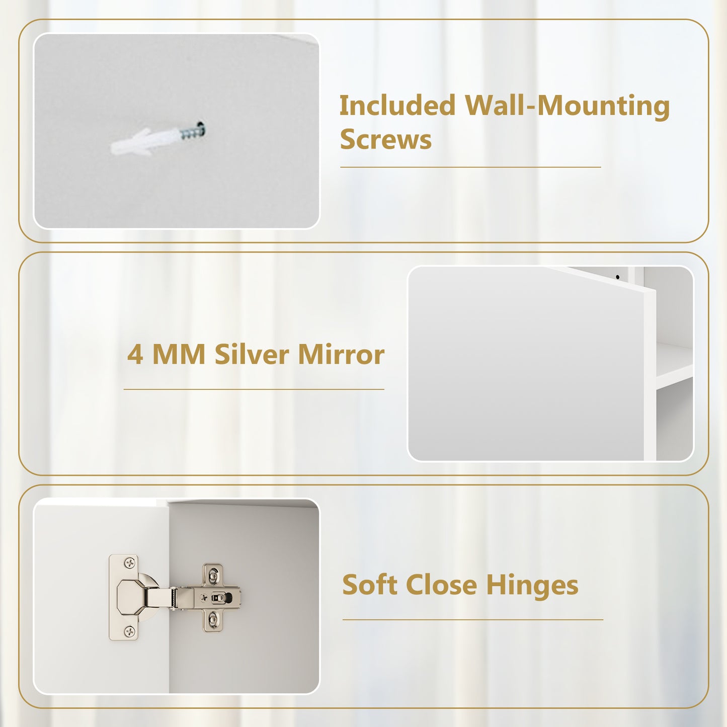 Bathroom Medicine Cabinet with Single Mirror Door-White