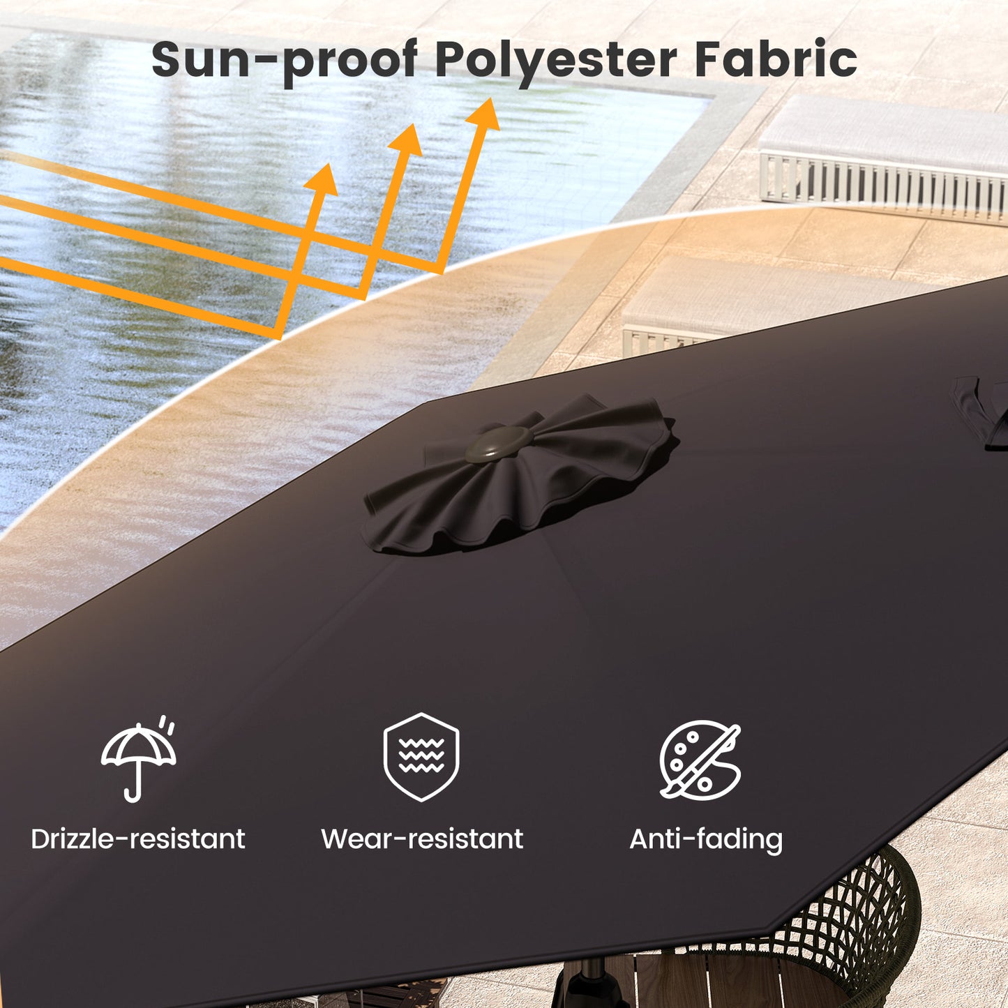 7.5 feet Outdoor Patio Heavy Duty Market Umbrella with Push Button Tilt-Black