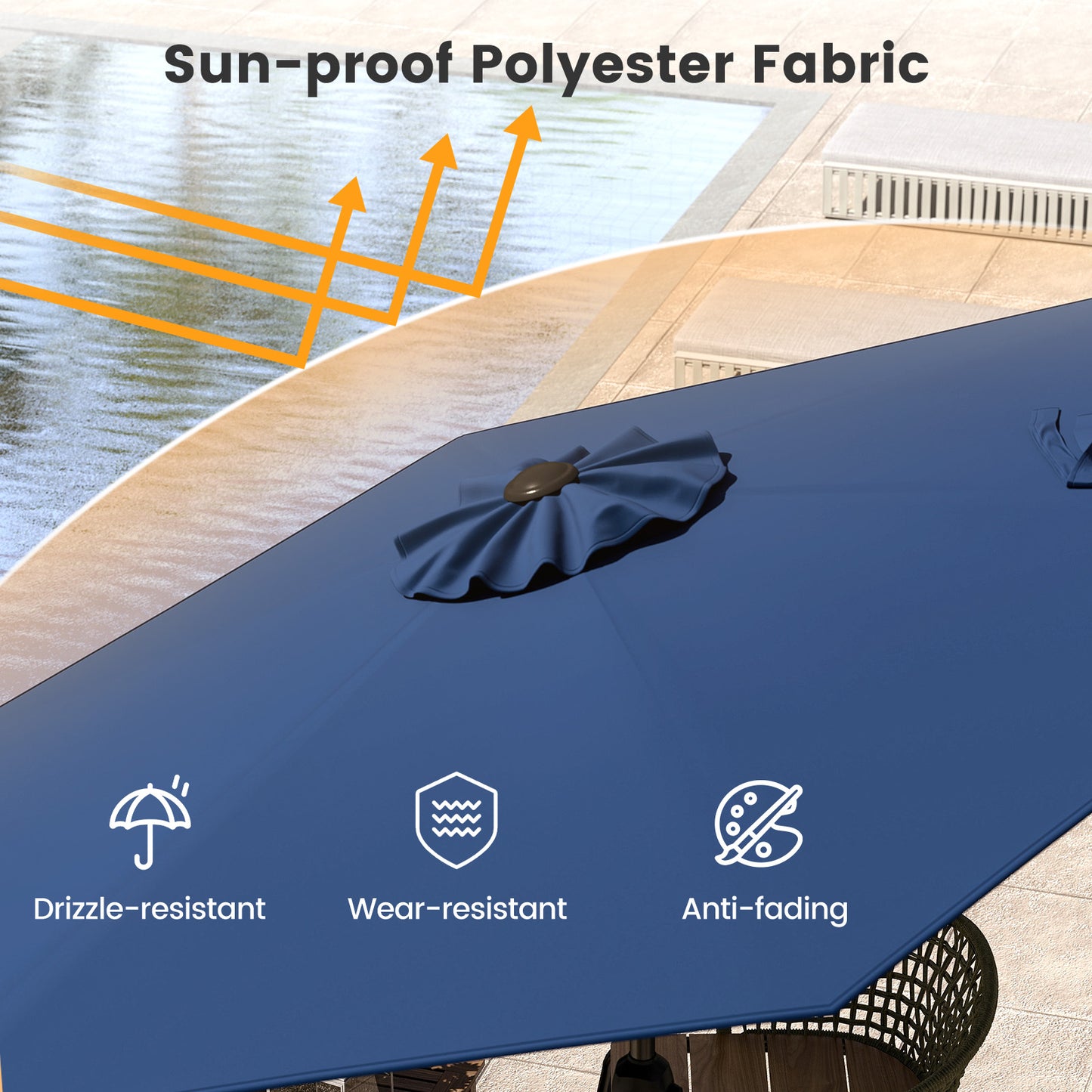 7.5 feet Outdoor Patio Heavy Duty Market Umbrella with Push Button Tilt-Navy