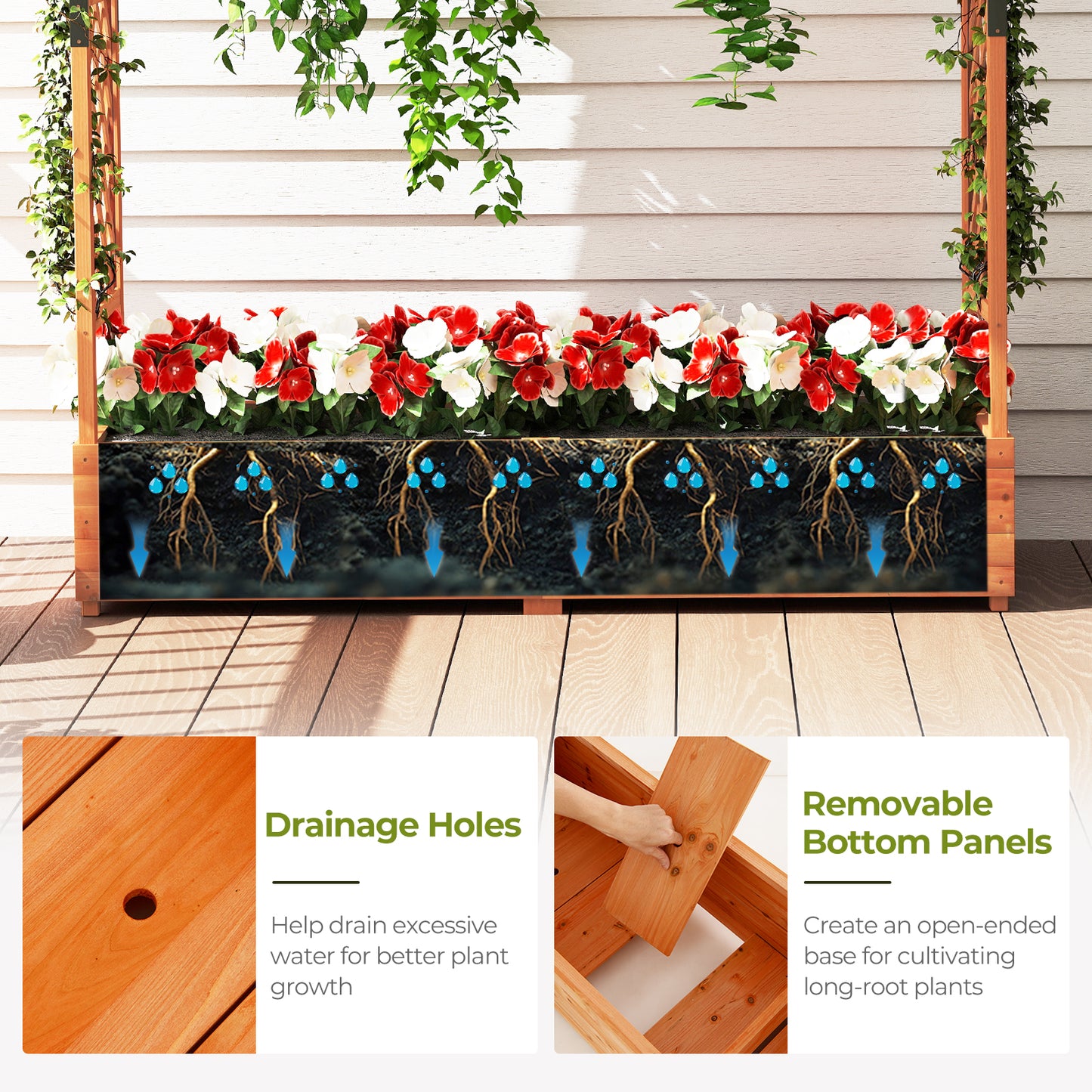 Raised Garden Bed with Arch Trellis and Hanging Roof-Orange