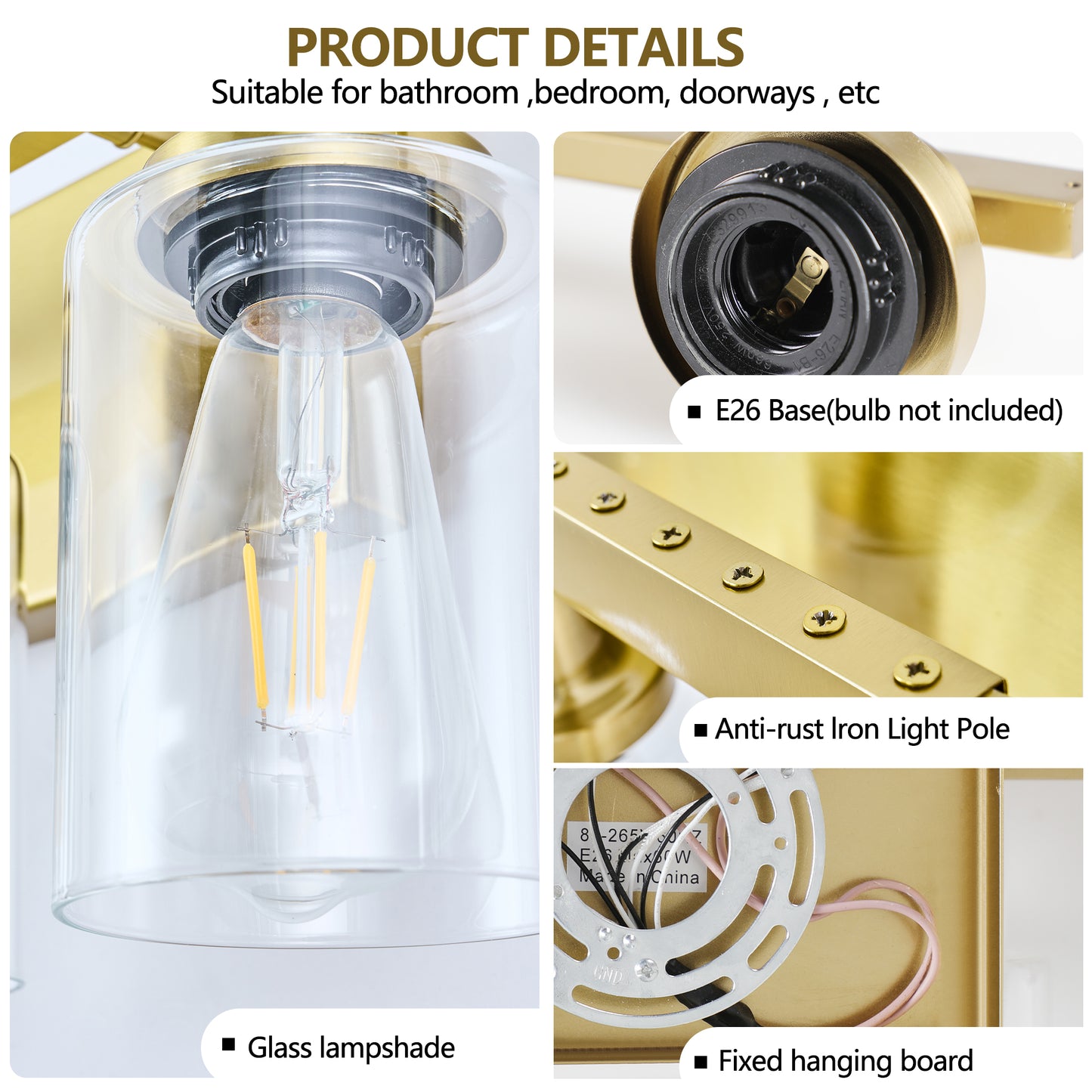 10 Light Gold Vanity Lights for Mirror, 52inch Modern Gold Bathroom Wall Lighting for Bedroom, Living Room