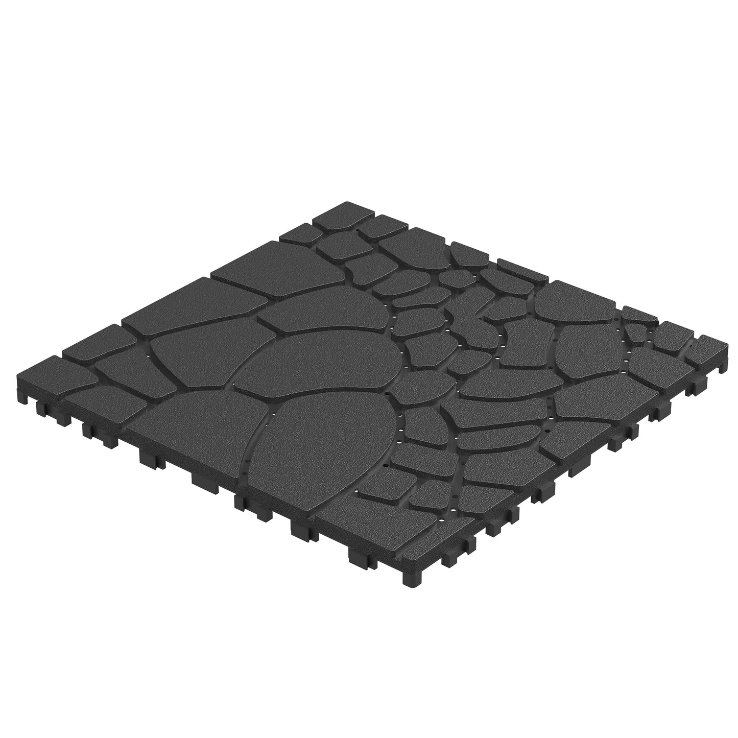 Stone texture 12" Patio Deck Tiles, DIY Module Interlocking Decking Tiles Floor Tile,Easy and Quick Installation Court Tiles for Porch Poolside Balcony Backyard 44pcs ,DARK GRAY