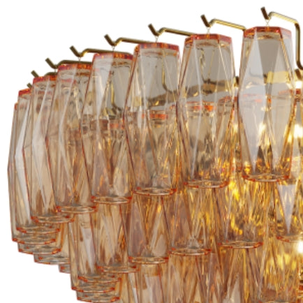 37" Extra Large Chandelier, 14-Light Gold Modern Round Chandelier for Living Room, Tiered Smoke Blown Glass Brass Chandeliers, Hanging Light Fixture for Bedroom, Dining Room, Foyer, Entryway