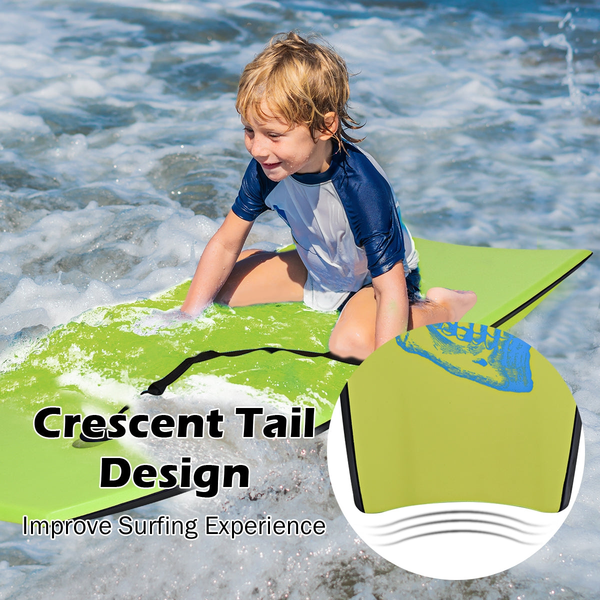 Super Surfing Lightweight Bodyboard with Leash-M