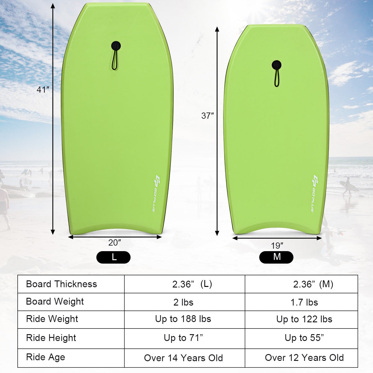 Super Surfing Lightweight Bodyboard with Leash-M