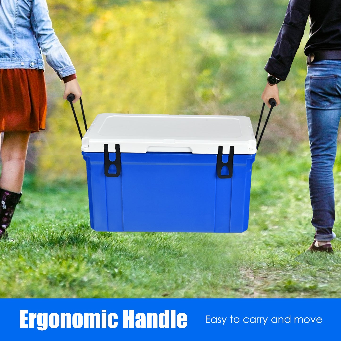58 Quart Leak-Proof Portable Cooler Ice Box for Camping-Blue