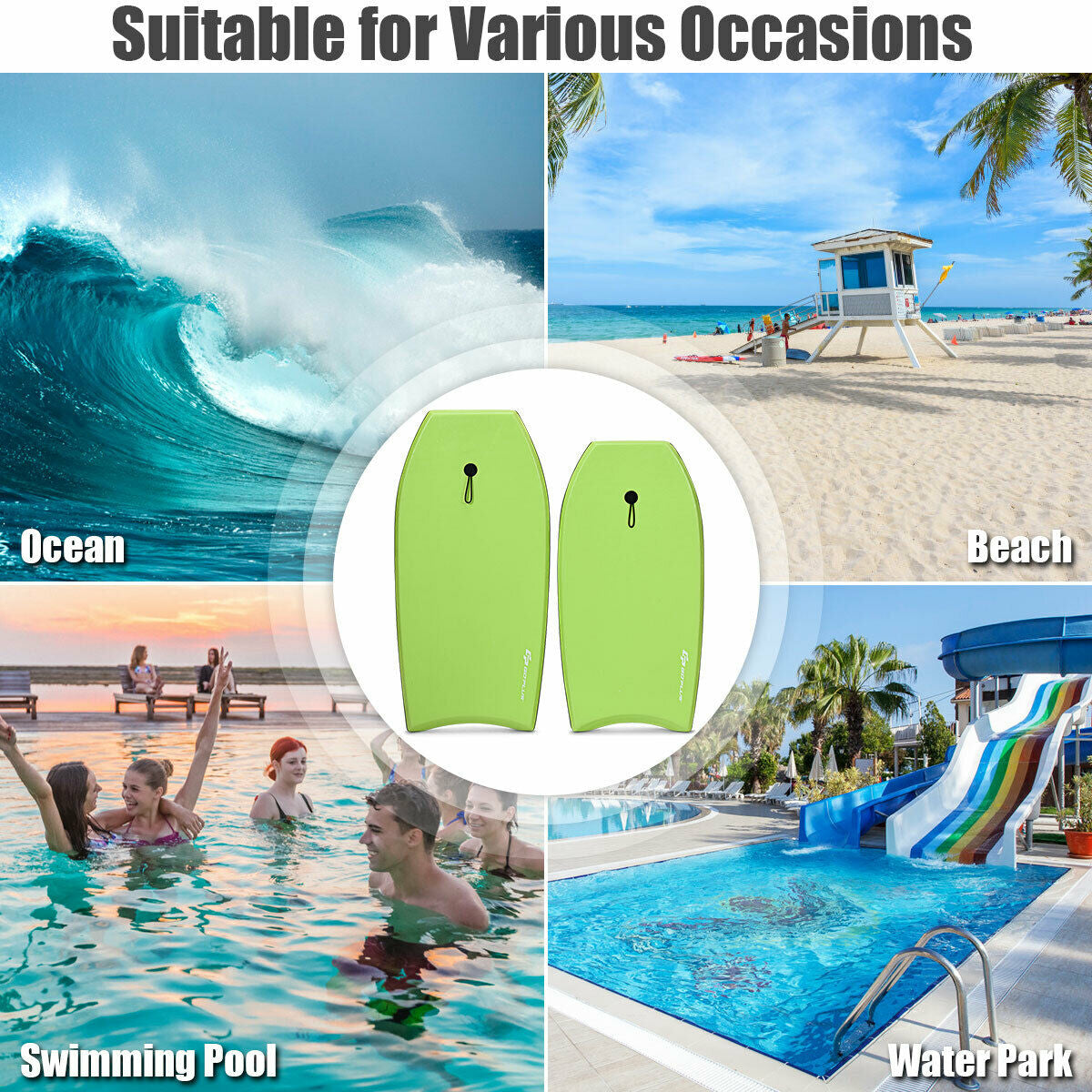 Super Surfing Lightweight Bodyboard with Leash-M