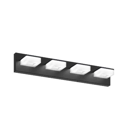 LED Modern Bathroom Vanity Light Fixtures (4-Light, 25-Inch), Matte Black Modern Acrylic Bathroom Wall Lighting Fixtures Over Mirror (Cool White 6000K)