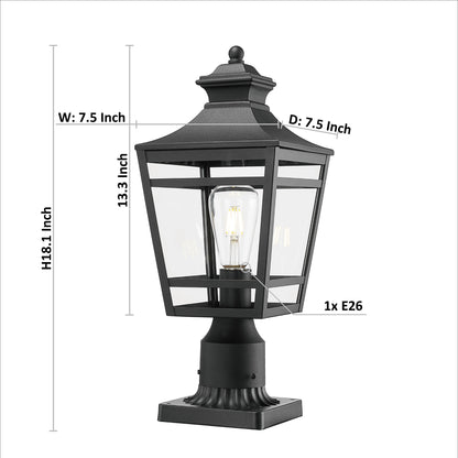 Large Outdoor Post Lights Lamp Post Light Fixture, 18.1inch Waterproof Aluminum Post Lamp with Clear Glass, Fence Post Deck Lighting for Garden, Patio, Pathway (2 pack)