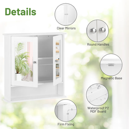 Bathroom Wall Cabinet with Double Mirror Doors