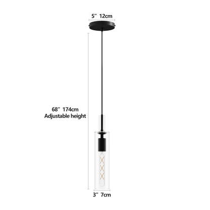 3 Pack Black Pendant Lights Kitchen Island (No Bulbs), Adjustable Modern Glass Pendant Light Over Island, Industrial Pendant Light Fixtures for Dining Room Hallway Bedroom Living Room