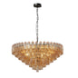 Modern Round Chandelier, 37" Extra Large Black Chandeliers for Dining Room, 14-Light with Tiered Smoke Glass Tubes Ceiling Light, Pendant Lighting Fixture for Living Room Bedroom Kitchen Island