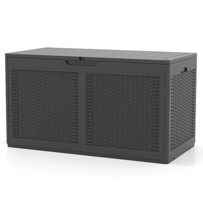 100 Gallon Resin Deck Box Outdoor Waterproof Storage Bench-Gray