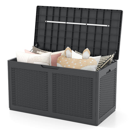 100 Gallon Resin Deck Box Outdoor Waterproof Storage Bench-Gray