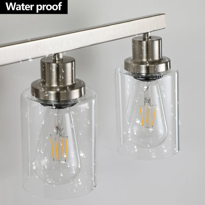 10 Light Bathroom Light Fixtures, Bathroom Vanity Light with Clear Glass, Brushed Nickel Bathroom Lighting Fixtures over Mirror, Large Vanity Lights for Bathroom, Vanity Lights for Mirror, Wall Sconce