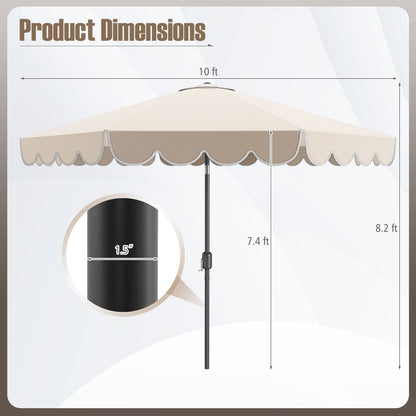 10 Feet Patio Umbrella Outdoor Market Umbrella with Crank Tilt Adjustment-Beige