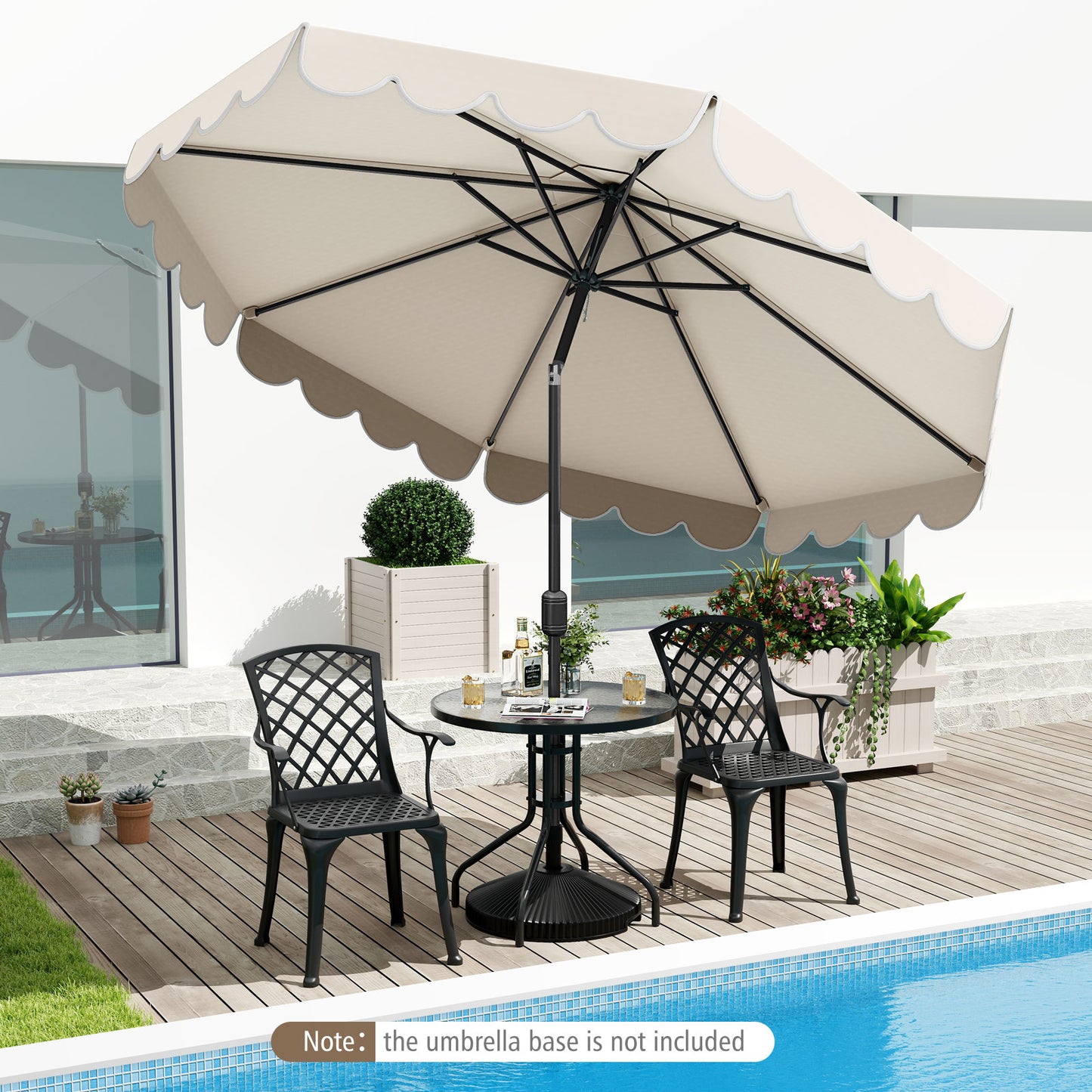 10 Feet Patio Umbrella Outdoor Market Umbrella with Crank Tilt Adjustment-Beige