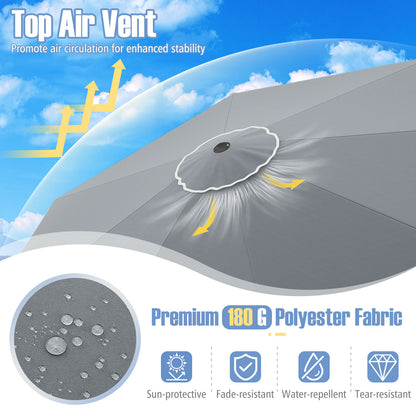 10 Feet Patio Umbrella Outdoor Market Umbrella with Crank Tilt Adjustment-Gray