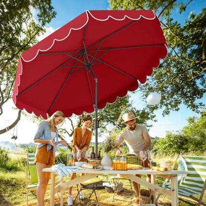 10 Feet Patio Umbrella Outdoor Market Umbrella with Crank Tilt Adjustment-Wine