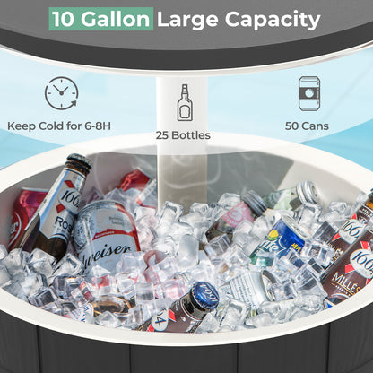 10 Gallon Cooler Bar Table Outdoor Coffee Table Ice Bucket with Telescopic Tabletop for Beer and Wine-Black