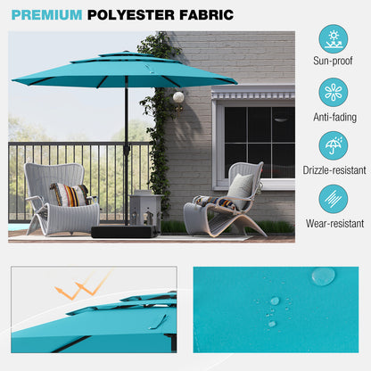 10 ft 3-tier Vented Patio Umbrella with Push Button Tilt-Green