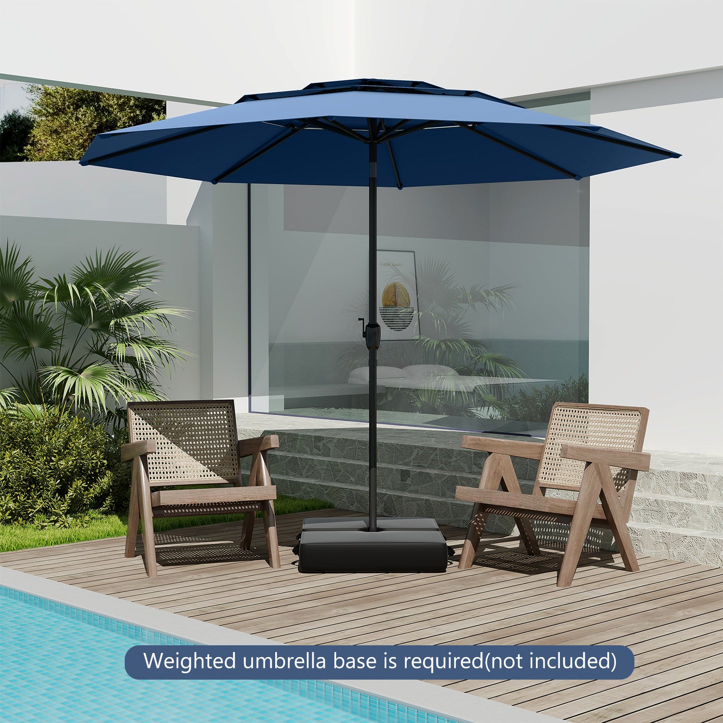 10 ft 3-tier Vented Patio Umbrella with Push Button Tilt-Navy
