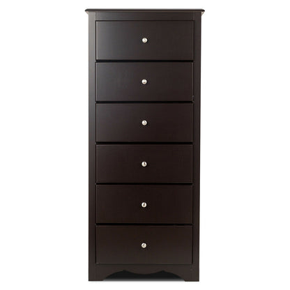 6 Drawers Chest Dresser Clothes Storage Bedroom Furniture Cabinet-Brown