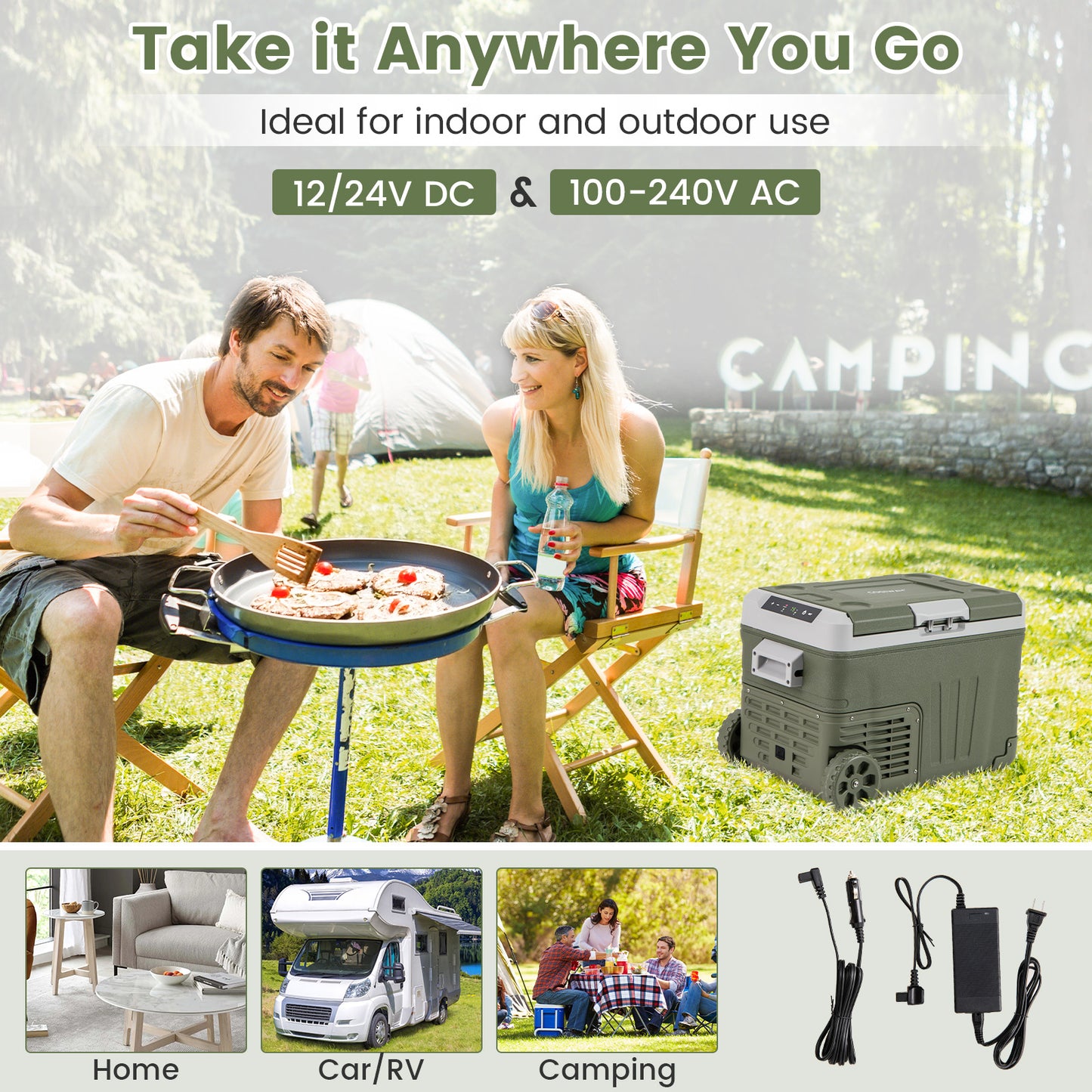 12 Volt Car Refrigerator Portable Car Fridge with Adjustable Range-35L