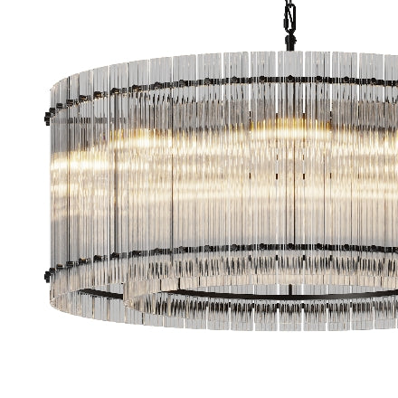 37" Modern Black Round Chandelier,2-Tier 8-Light Water Ripple Crystal Glass Chandeliers,for Dining Room,Living Room,Bedroom,High Ceiling,Foyer Entryway,Luxury Chandelier