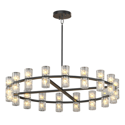 36 Inches Luxury Chandeliers Crystal Living Room Decorative Lights Simple Modern Dining Room LED Lighting,for Home Decor (Bulbs Included)