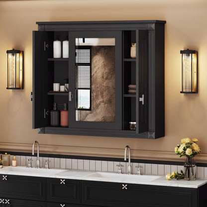 Bathroom Wall Cabinet with Mirror, Wall Mounted Medicine Cabinet with 4 Shelves, Mirrored Door Over Toilet Storage Cabinet