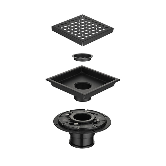 6 Inch Square Shower Floor Drain  Square Shower Floor Drain with Flange,Pattern Grate Removable,Food-Grade SUS 304 Stainless Steel