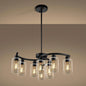 29.5-Inchs 9-Light Transitional Metal Chandeliers with Glass Shade