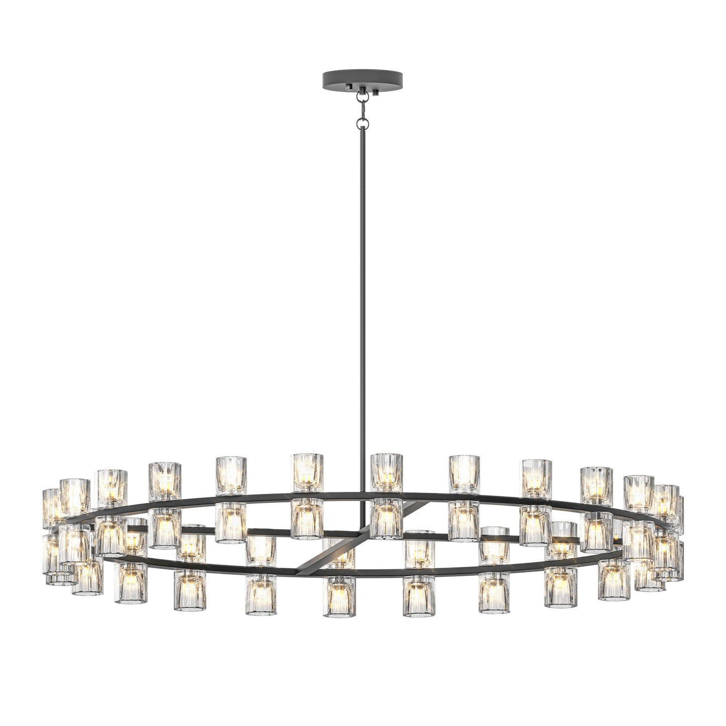 48 Inches Luxury Chandeliers Crystal Living Room Decorative Lights Simple Modern Dining Room LED Lighting,for Home Decor (Bulbs Included) Black