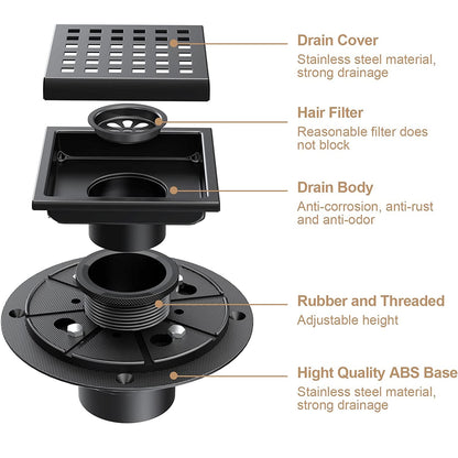 4 Inch Square Shower Floor Drain