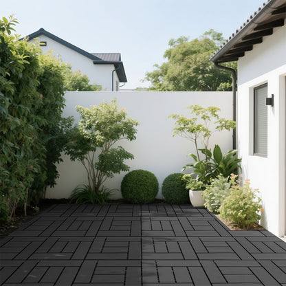 12-inch interlocking deck tiles, DIY modular interlocking decking floor tiles, indoor and outdoor floor tiles, courtyard floor tiles that easy to install quickly ,44 pieces dark gray