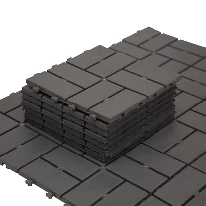 Patio Interlocking Deck Tiles, 12"x12" Square Composite Decking Tiles, Four Slat Plastic Outdoor Flooring Tile All Weather for Balcony Porch Backyard,  (Gray, Pack of 44)